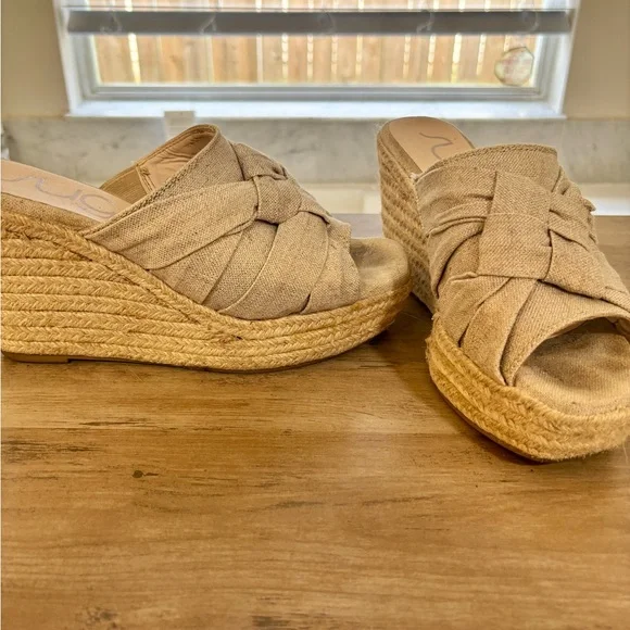 Sugar Brand Women's Harlem Beige Woven Wedges - Picture 5 of 12